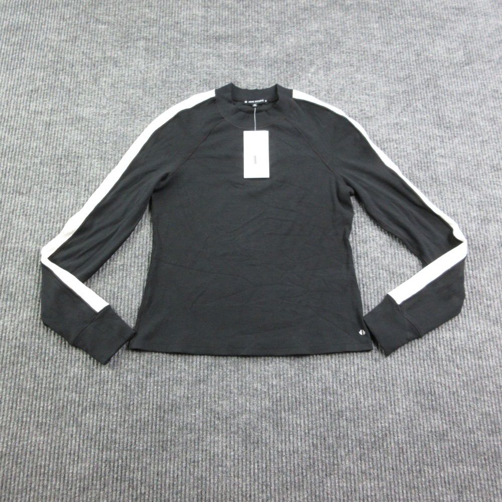 Thrive Societe Shirt Womens M Black Mock Neck Raglan Sleeve Slim Pullover NWT